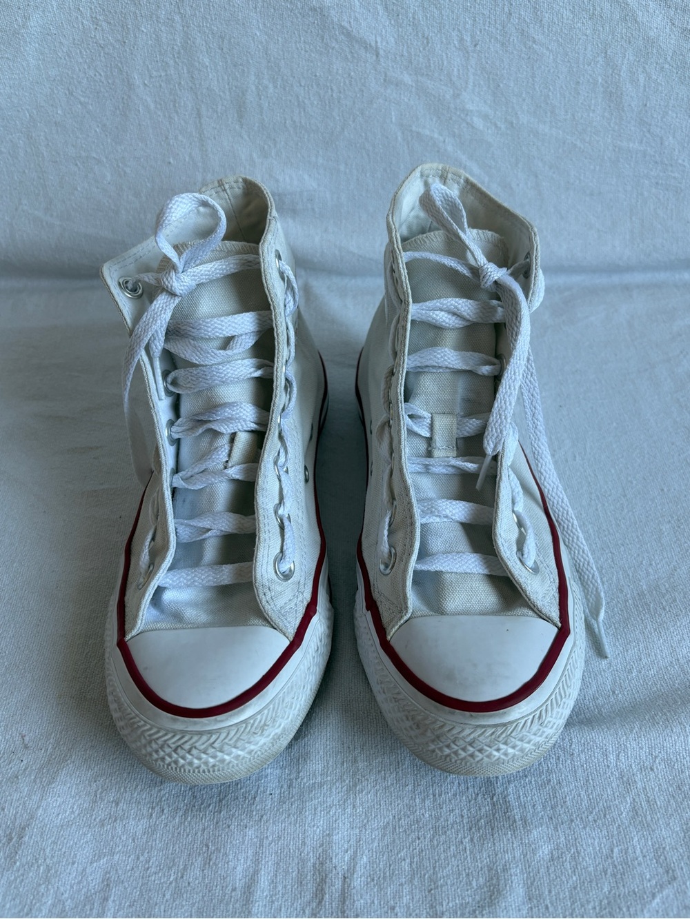 Converse chuck Taylor All Star White High-Top Sneakers with Red & Blue Stripe - Picture 5 of 15